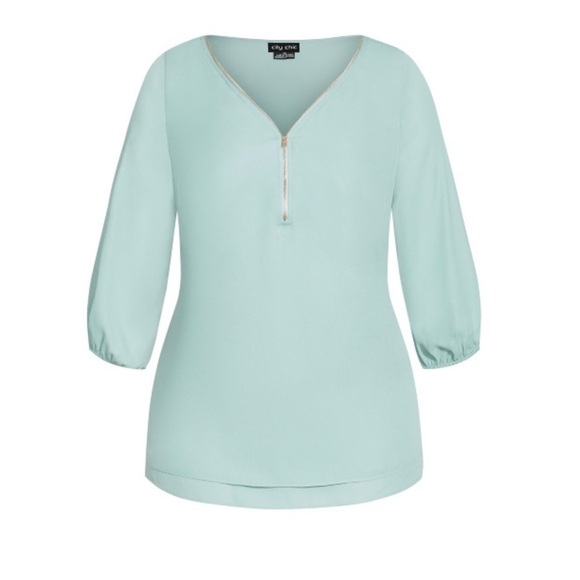 NWT CITY CHIC Sexy Fling Elbow Sleeve Top in Seafoam Size XS/14 - Picture 5 of 9